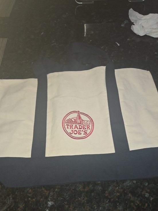 Trader Joe'S Handbags - Trader Joe's Canvas Tote Bag in Cream and Navy